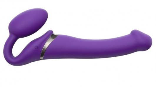 Фиолетовый безремневой вибрострапон Vibrating Bendable Strap-On - size L - Strap-on-me - купить с доставкой в Армавире
