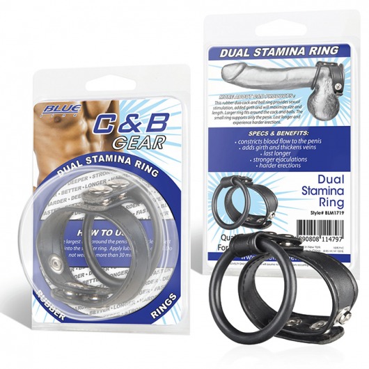 Двойное кольцо выносливости на пенис DUAL STAMINA RING - BlueLine - в Армавире купить с доставкой