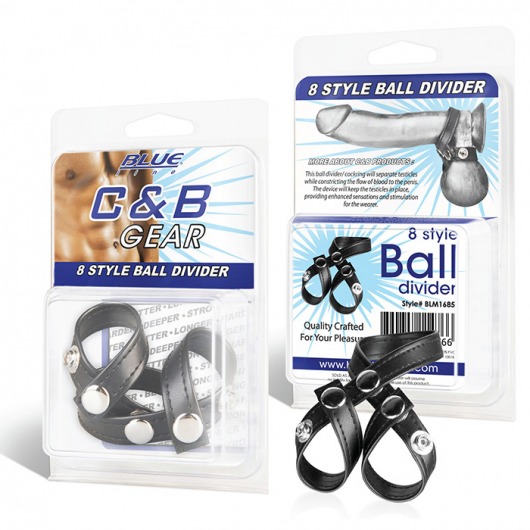 Разделитель мошонки из искусственной кожи на клепках 8 STYLE BALL DIVIDER - BlueLine - купить с доставкой в Армавире