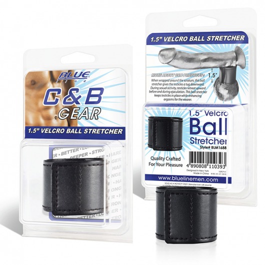 Хомут-утяжка для мошонки из искусственной кожи на липучке VELCRO BALL STRETCHER- 4 см. - BlueLine - в Армавире купить с доставкой