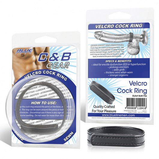 Кольцо на пенис из искусственной кожи на липучке VELCRO COCK RING - 5 см. - BlueLine - в Армавире купить с доставкой