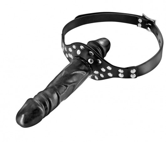 Черный кляп-фаллоимитатор Double Penis Gag - Fetish Tentation - купить с доставкой в Армавире