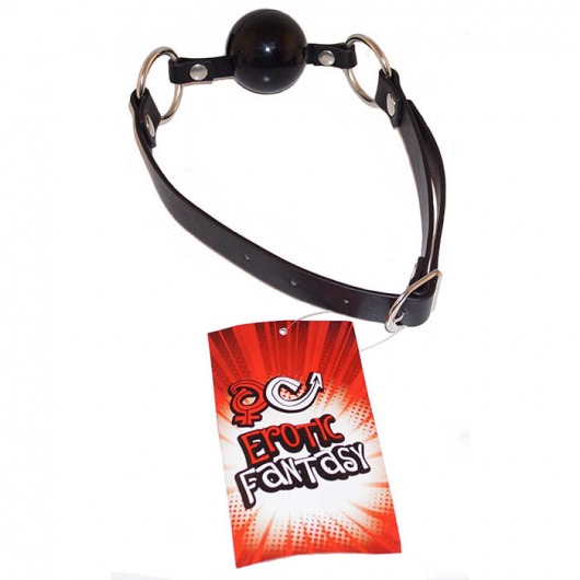 Силиконовый черный кляп-шарик на ремне Black Ballgag - Erotic Fantasy - купить с доставкой в Армавире