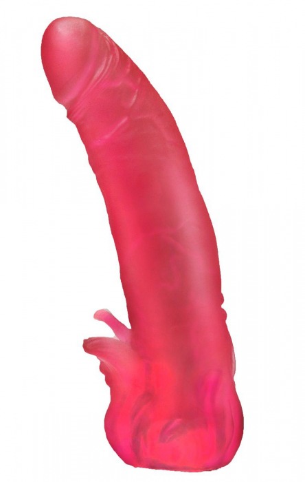 Розовая насадка для страпона с клиторальными лепестками - 18,5 см. - LOVETOY (А-Полимер) - купить с доставкой в Армавире