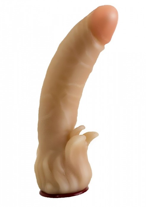 Телесная гелевая насадка-фаллос с клиторальными лепестками - 18,5 см. - LOVETOY (А-Полимер) - купить с доставкой в Армавире
