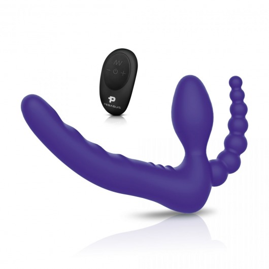 Фиолетовый безремневой страпон с пультом ДУ 7’’ Remote Control Strapless - 24 см. - Pegasus - купить с доставкой в Армавире