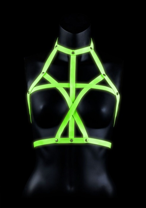 Портупея Bra Harness с неоновым эффектом - размер L-XL - Shots Media BV - купить с доставкой в Армавире