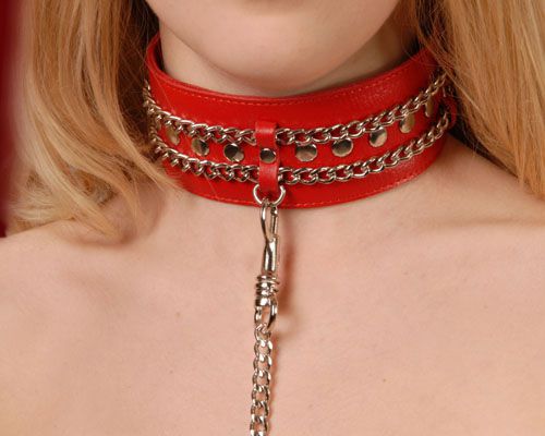 Красный ошейник с цепочками - Sitabella - купить с доставкой в Армавире