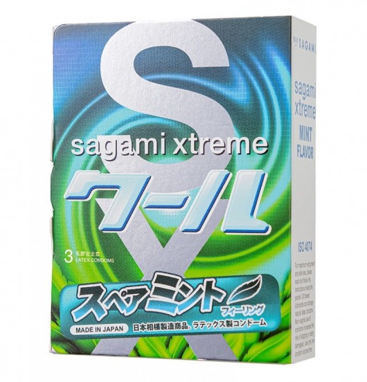 Презервативы Sagami Xtreme Mint с ароматом мяты - 3 шт. - Sagami - купить с доставкой в Армавире