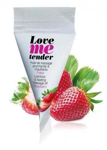 Съедобное согревающее массажное масло Love Me Tender Strawberry с ароматом клубники - 10 мл. - Love to Love - купить с доставкой в Армавире