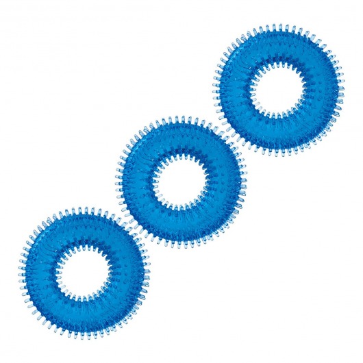 Комплект из трех голубых колец для эрекции 3-Pack Ultra-Stim Stretch Cock Rings - BlueLine - в Армавире купить с доставкой