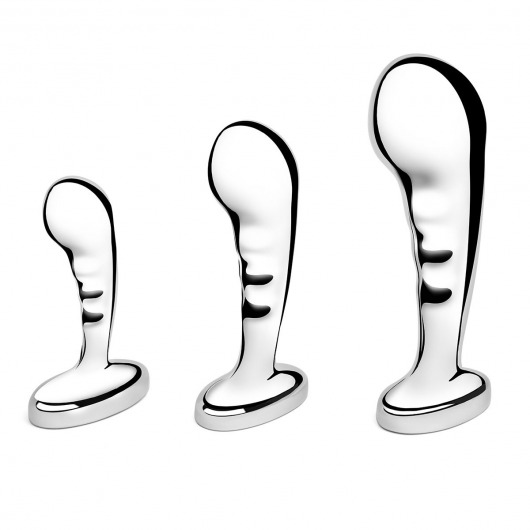 Набор из 3 стальных стимуляторов простаты Stainless Steel P-spot Training Set - b-Vibe - в Армавире купить с доставкой