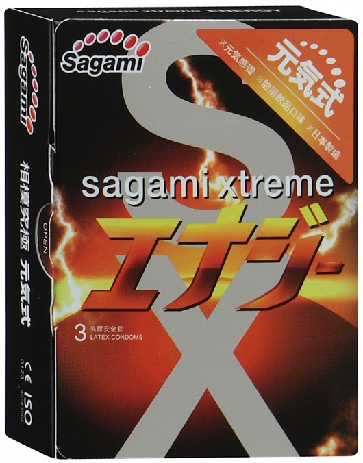 Презервативы Sagami Xtreme ENERGY с ароматом энергетика - 3 шт. - Sagami - купить с доставкой в Армавире
