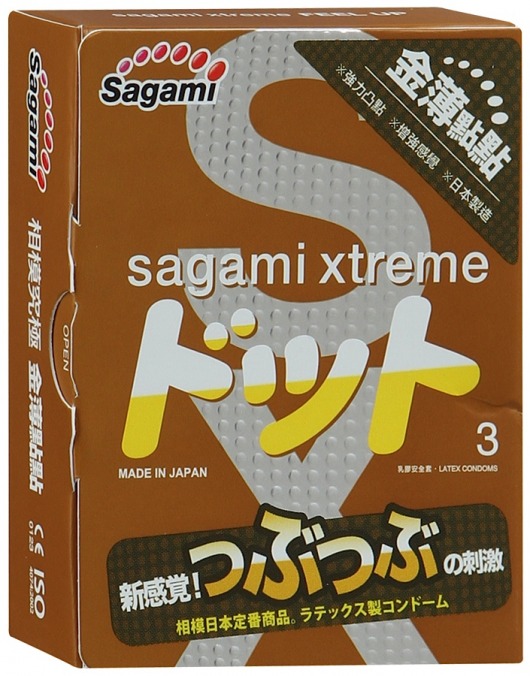 Презервативы Sagami Xtreme FEEL UP с точечной текстурой и линиями прилегания - 3 шт. - Sagami - купить с доставкой в Армавире