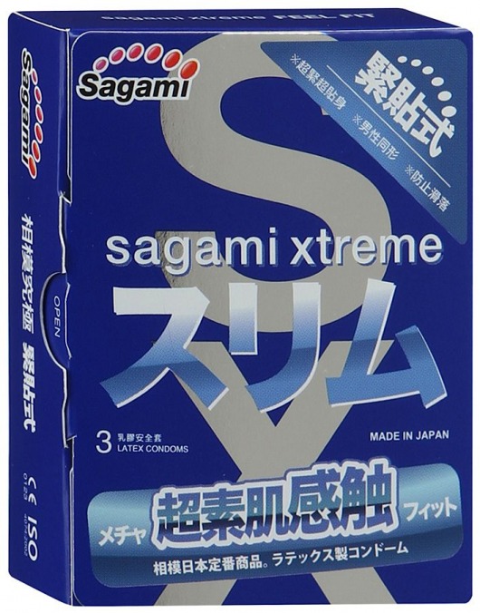 Розовые презервативы Sagami Xtreme FEEL FIT 3D - 3 шт. - Sagami - купить с доставкой в Армавире