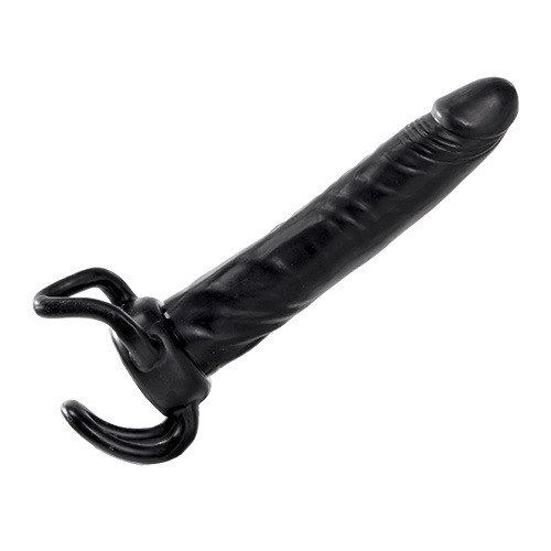 Чёрная насадка-фаллос для двойного проникновения INFLATABLE DILDO SLIM DONG  - 13,5 см. - Toyz4lovers - в Армавире купить с доставкой