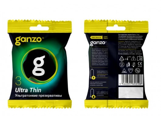 Ультратонкие презервативы Ganzo Ultra thin в мягкой упаковке - 3 шт. - Ganzo - купить с доставкой в Армавире