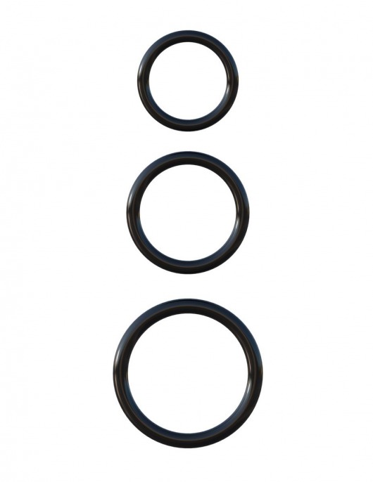 Набор из трех черных эрекционных колец Silicone 3-Ring Stamina Set - Pipedream - в Армавире купить с доставкой