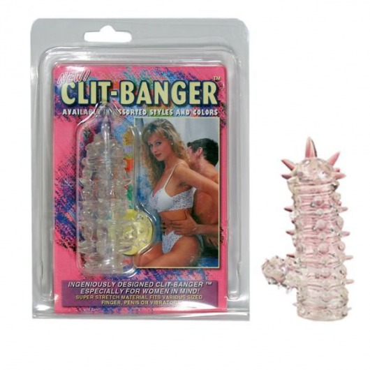 Прозрачная насадка с шипами и клиторальной шишечкой CLIT-BANGER SLEEVE IN CLEAR - Tonga - в Армавире купить с доставкой