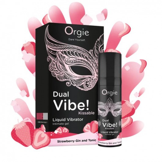Съедобный жидкий вибратор Dual Vibe! со вкусом клубничного джина с тоником - 15 мл. - ORGIE - купить с доставкой в Армавире