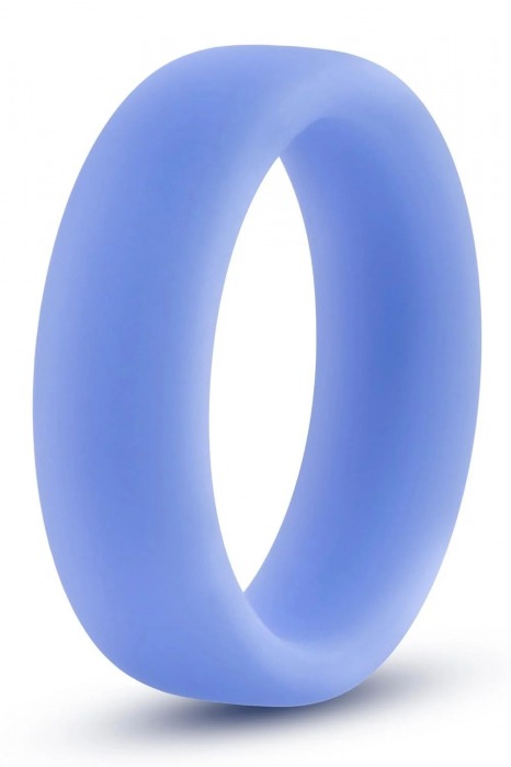 Голубое люминесцентное кольцо Silicone Glo Cock Ring - Blush Novelties - в Армавире купить с доставкой