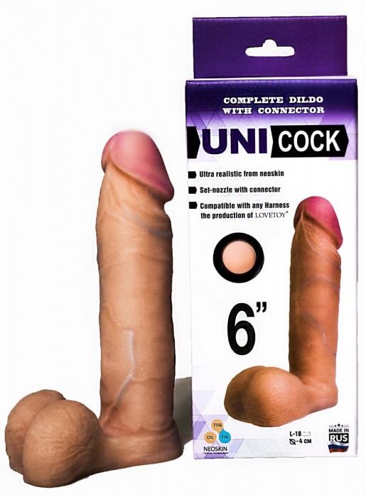 Насадка для страпона фаллической формы UNICOCK 6  - 18 см. - LOVETOY (А-Полимер) - купить с доставкой в Армавире