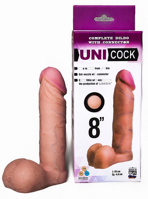 Фаллическая насадка для страпона UNICOCK 8  - 20 см. - LOVETOY (А-Полимер) - купить с доставкой в Армавире