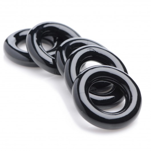 Комплект из 5 черных эрекционных колец для мошонки Ring Master Custom Ball Stretcher Kit - XR Brands - в Армавире купить с доставкой