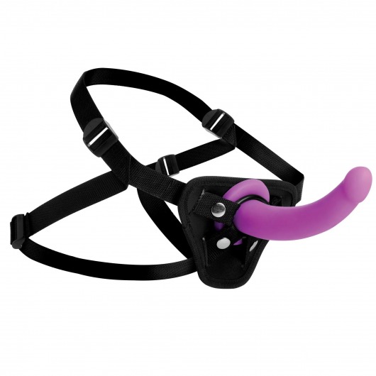 Лиловый поясной страпон Navigator Silicone G-Spot Dildo with Harness - 17,8 см. - XR Brands - купить с доставкой в Армавире