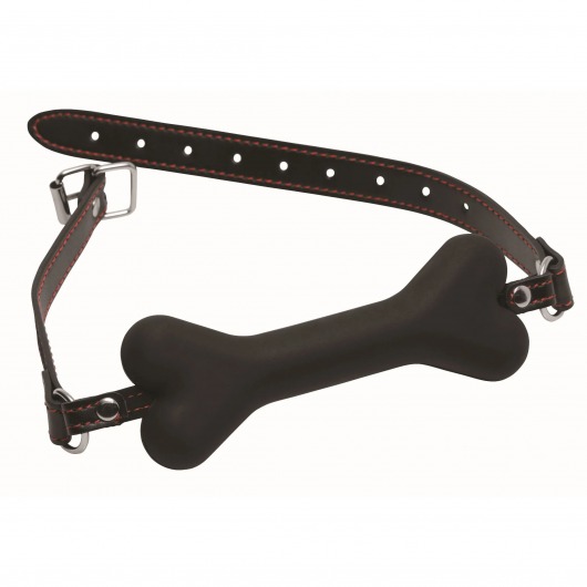 Черный кляп в форме косточки Hound Adjustable Dog Bone Gag - XR Brands - купить с доставкой в Армавире