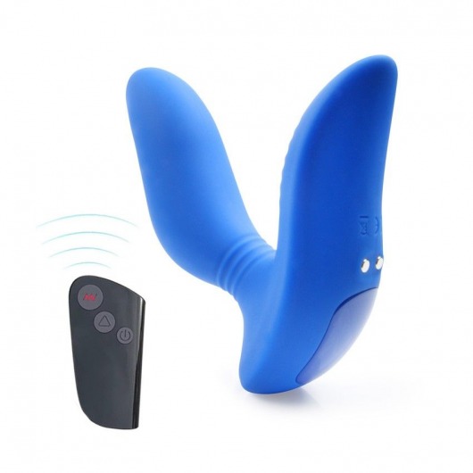 Синий вибромассажер простаты 3,5’’ Remote Control Curve P-spot Massager - 12 см. - Erokay - в Армавире купить с доставкой
