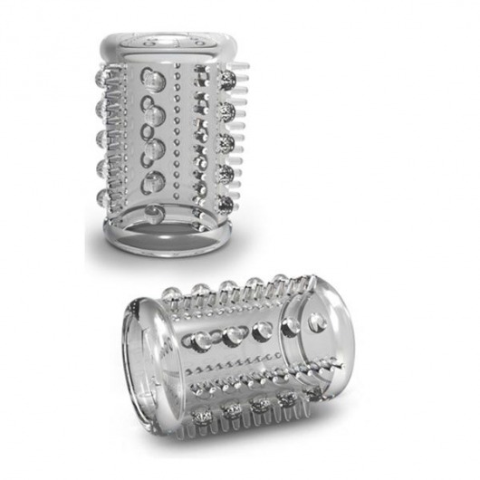 Прозрачная насадка с шипами и шишечками STAY HARD COCK SLEEVE 03 CLEAR - Blush Novelties - в Армавире купить с доставкой