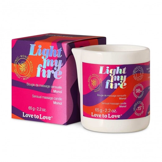 Массажная свеча Light My Fire с ароматом моной - 80 мл. - Love to Love - купить с доставкой в Армавире