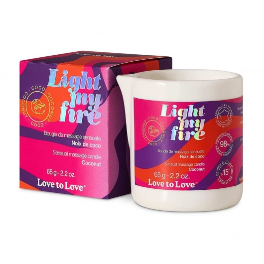 Массажная свеча Light My Fire Coconut с ароматом кокоса - 65 гр. - Love to Love - купить с доставкой в Армавире
