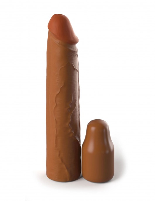 Коричневая насадка на член 2  Silicone X-tension - 20,3 см. - Pipedream - в Армавире купить с доставкой