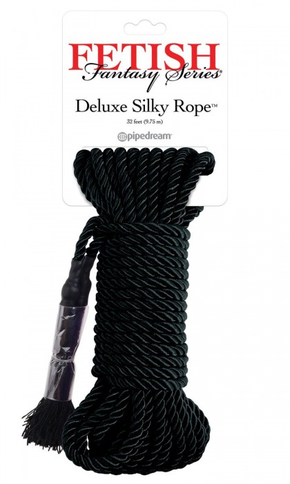 Черная веревка для фиксации Deluxe Silky Rope - 9,75 м. - Pipedream - купить с доставкой в Армавире