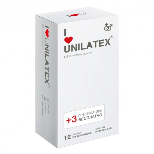 Ультратонкие презервативы Unilatex Ultra Thin - 12 шт. + 3 шт. в подарок - Unilatex - купить с доставкой в Армавире