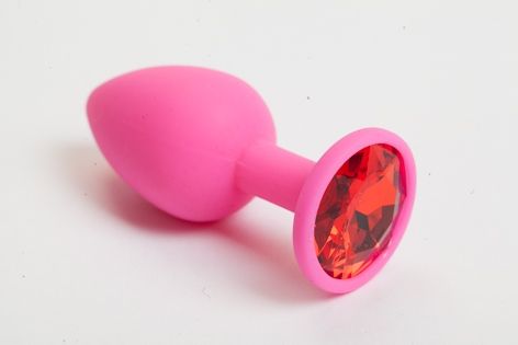 Розовая анальная пробка с красным кристаллом - 9,5 см. - 4sexdreaM - купить с доставкой в Армавире