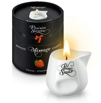 Массажная свеча с ароматом клубники Bougie de Massage Gourmande Fraise - 80 мл. - Plaisir Secret - купить с доставкой в Армавире
