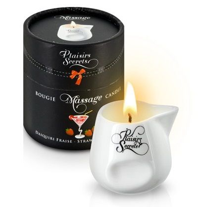 Массажная свеча с ароматом клубничного дайкири Bougie de Massage Daikiri Fraise - 80 мл. - Plaisir Secret - купить с доставкой в Армавире