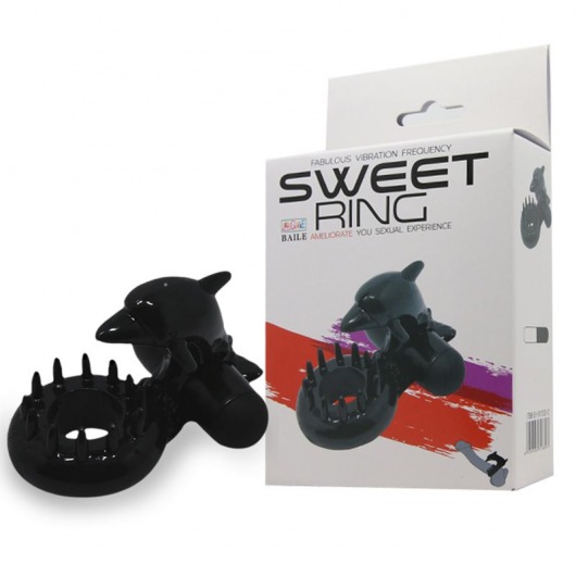 Чёрное эрекционное виброкольцо Sweet Ring с дельфинчиком - Baile - в Армавире купить с доставкой