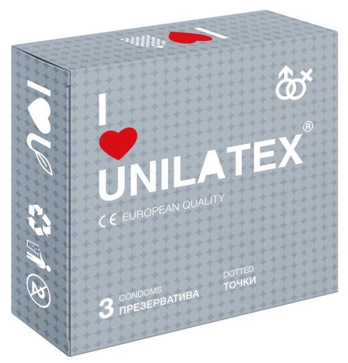 Презервативы с точками Unilatex Dotted - 3 шт. - Unilatex - купить с доставкой в Армавире