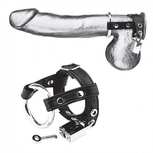 Утяжка на пенис на замочке Duo Cock And Ball Lock - BlueLine - купить с доставкой в Армавире