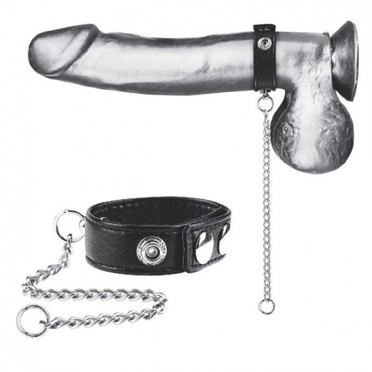 Утяжка на пенис с поводком Snap Cock Ring With 12  Leash - BlueLine - купить с доставкой в Армавире