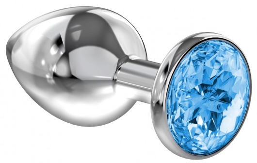 Большая серебристая анальная пробка Diamond Light blue Sparkle Large с голубым кристаллом - 8 см. - Lola Games - купить с доставкой в Армавире