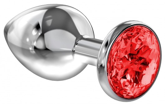 Большая серебристая анальная пробка Diamond Red Sparkle Large с красным кристаллом - 8 см. - Lola Games - купить с доставкой в Армавире