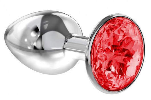 Малая серебристая анальная пробка Diamond Red Sparkle Small с красным кристаллом - 7 см. - Lola Games - купить с доставкой в Армавире