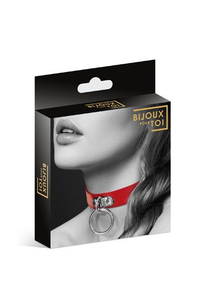 Красный узенький чокер с кольцом - Bijoux Pour Toi - купить с доставкой в Армавире