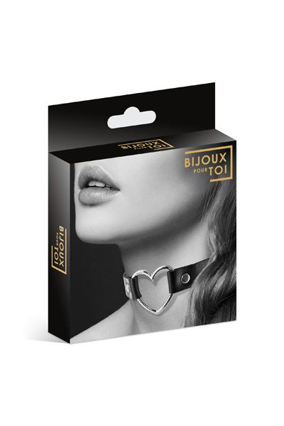 Чёрный чокер с кольцом в форме сердца - Bijoux Pour Toi - купить с доставкой в Армавире