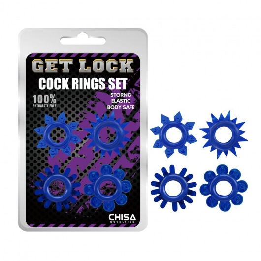 Набор из 4 синих колец Get Lock - Chisa - в Армавире купить с доставкой